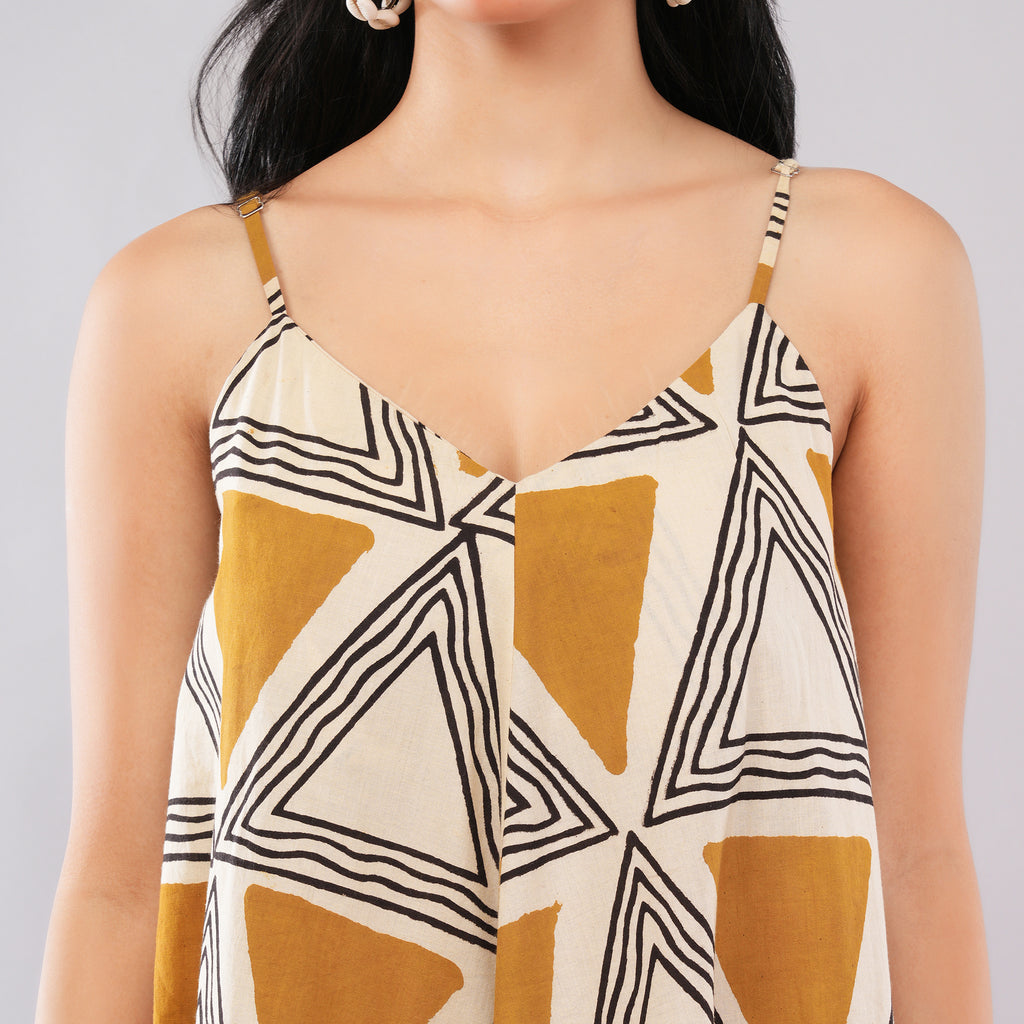 Mustard Triangle Handblock Maxi