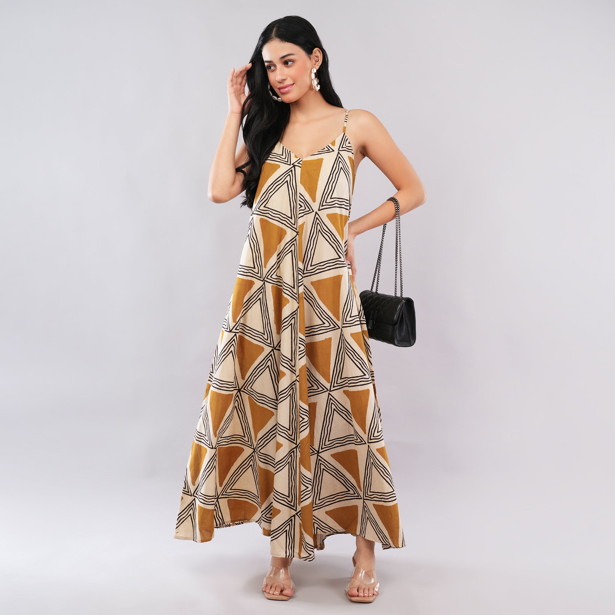 Mustard Triangle Handblock Maxi