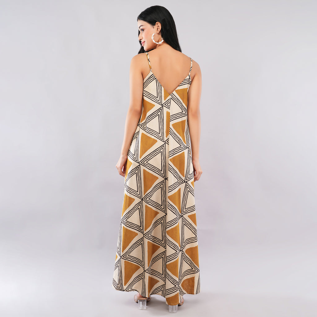 Mustard Triangle Handblock Maxi