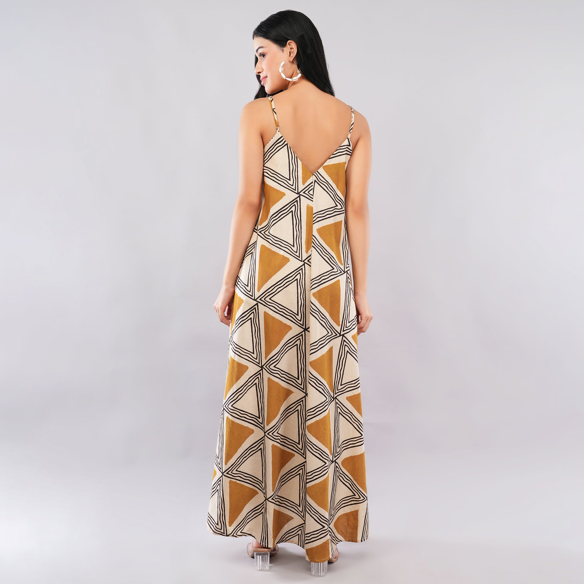 Mustard Triangle Handblock Maxi