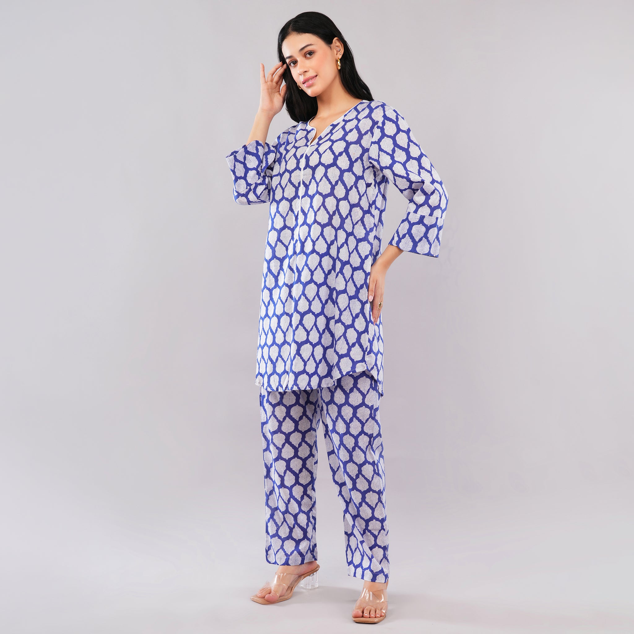 The Royal Blue Leaf Co-Ord Set