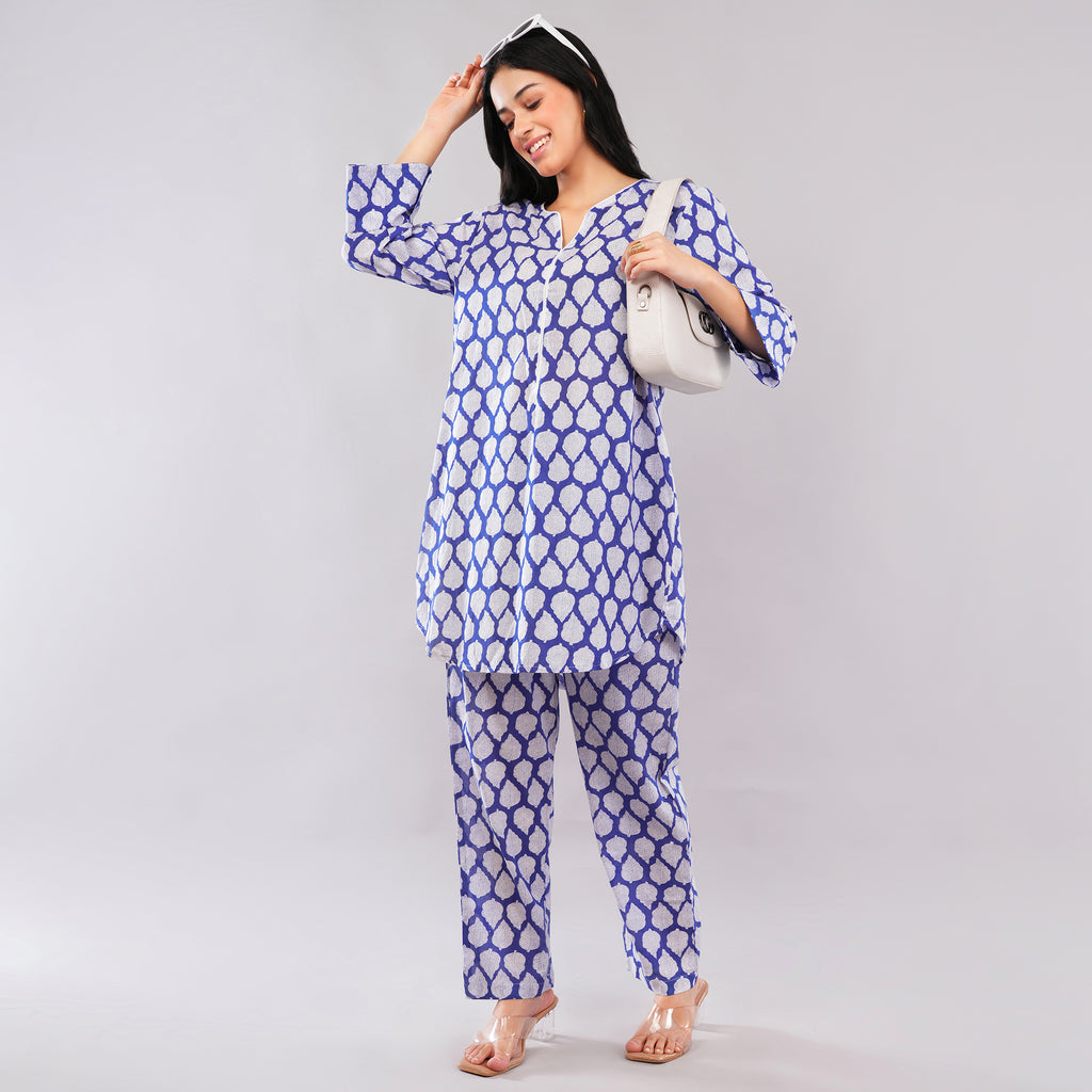 The Royal Blue Leaf Co-Ord Set