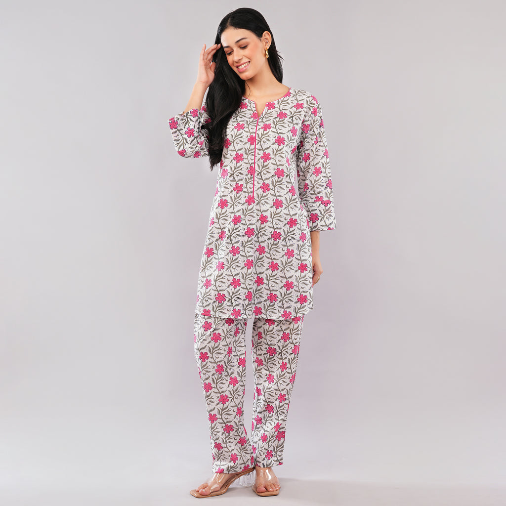The Pink Blossom Cotton Co-Ord Set