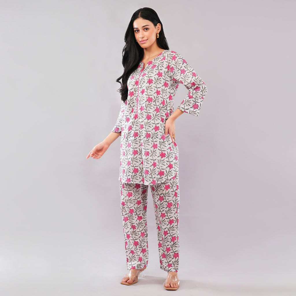The Pink Blossom Cotton Co-Ord Set
