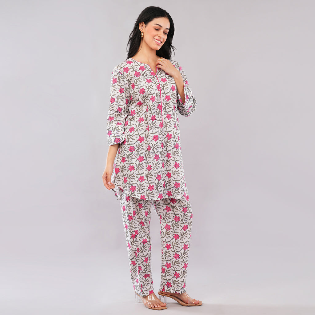 The Pink Blossom Cotton Co-Ord Set