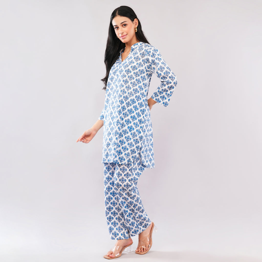 Indigo Petal Cotton Co-Ord