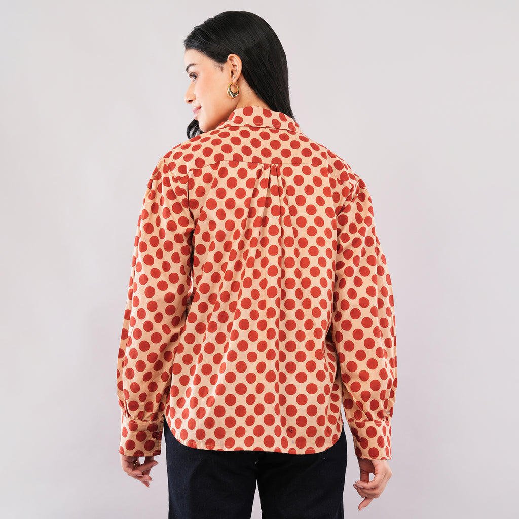 Rust Dot Block-Print Shirt
