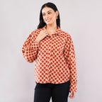 Rust Dot Block-Print Shirt