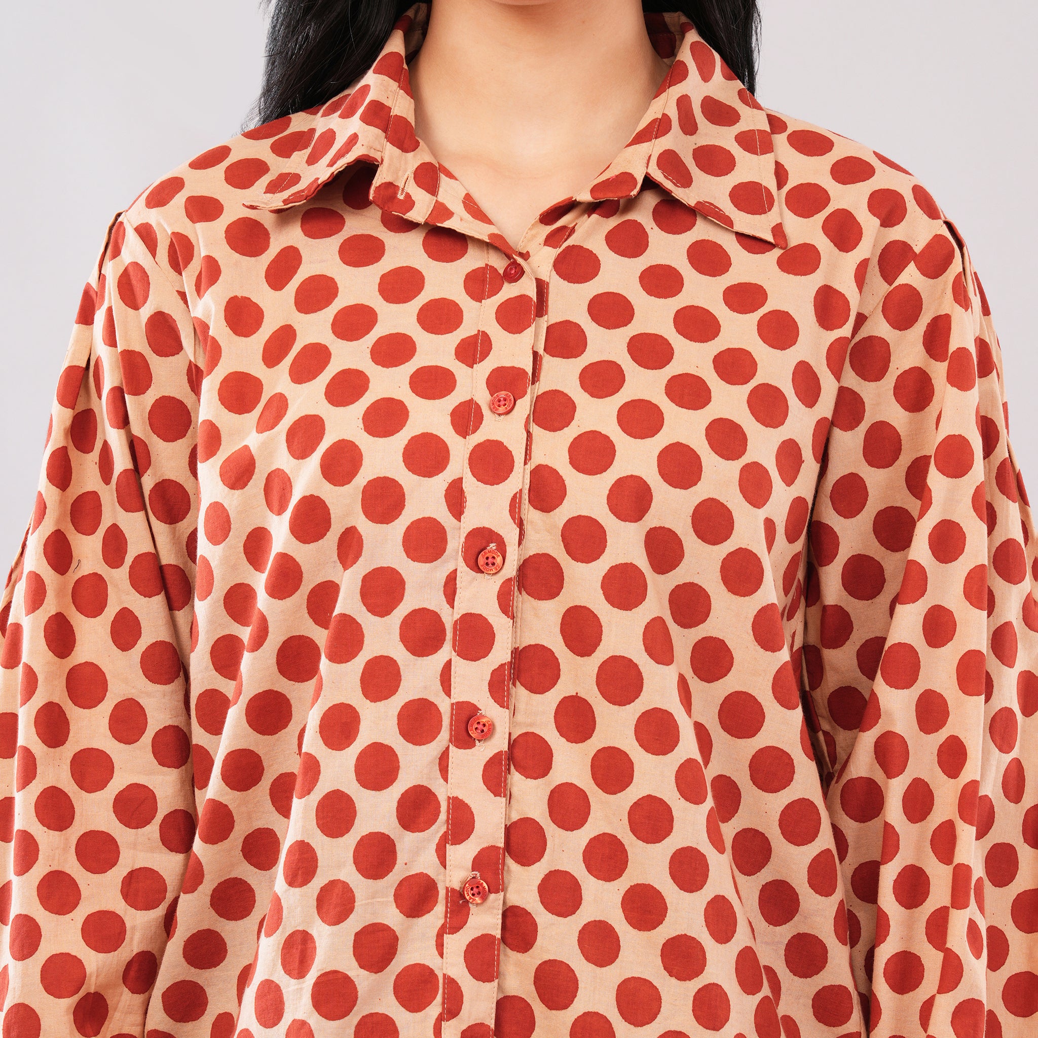 Rust Dot Block-Print Shirt