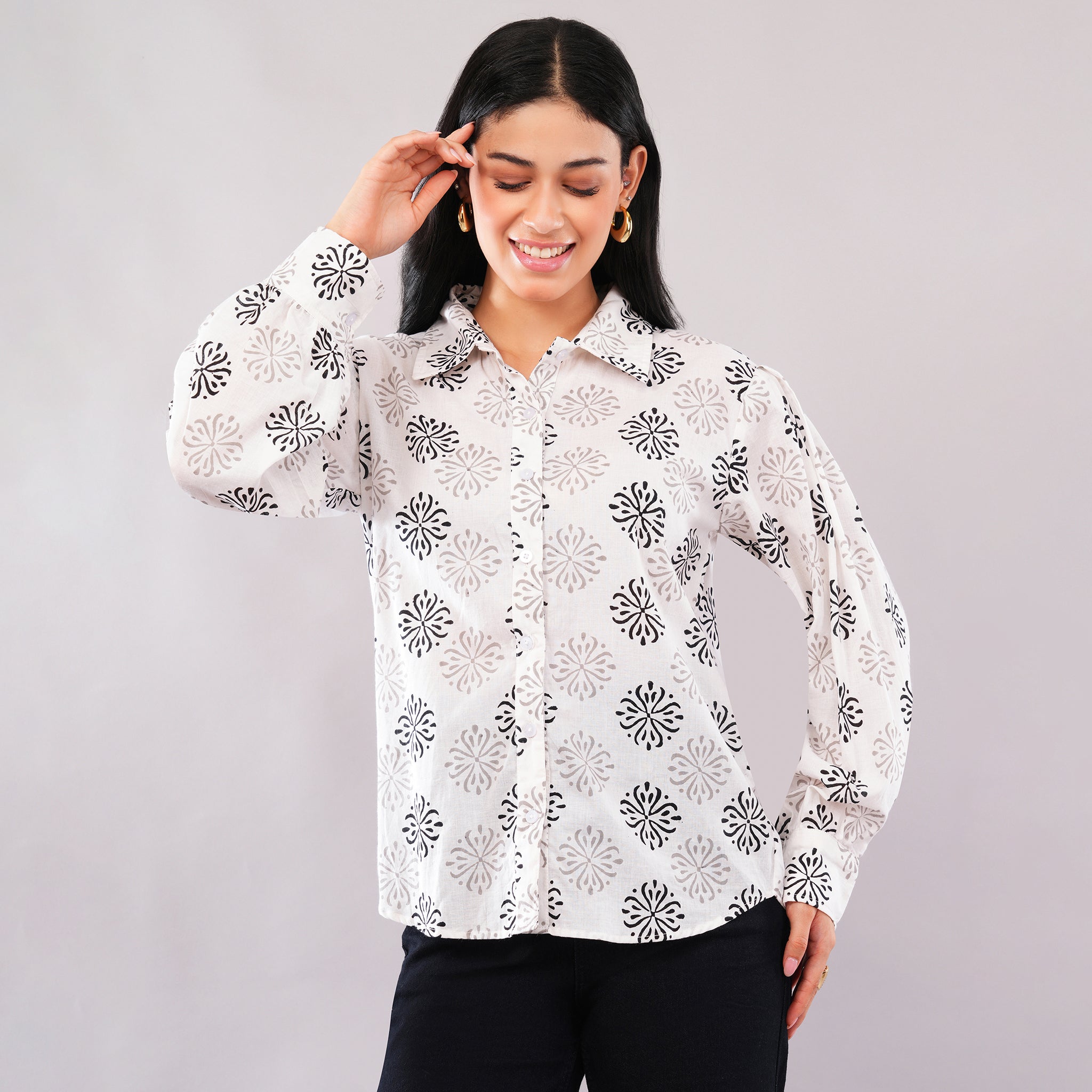 Ivory Starburst Collared Shirt