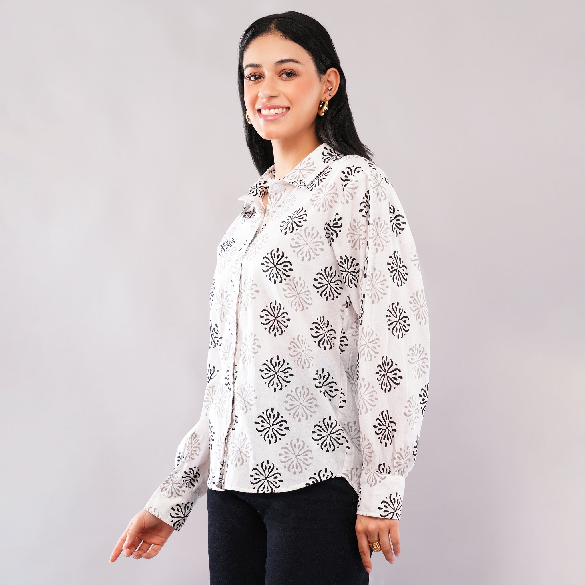 Ivory Starburst Collared Shirt