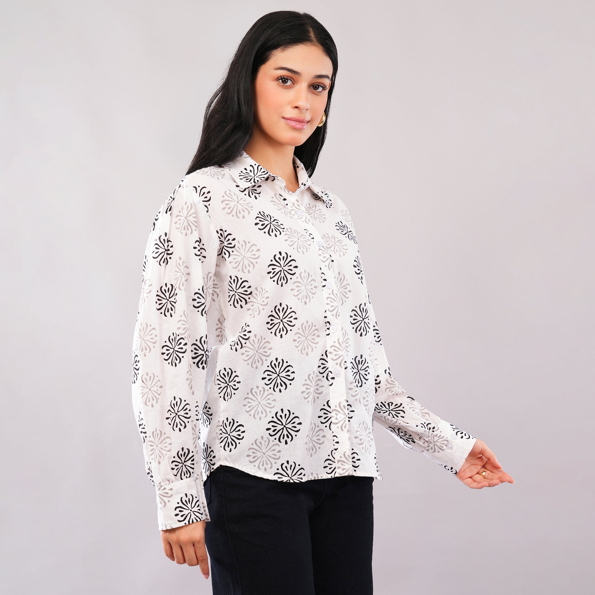 Ivory Starburst Collared Shirt