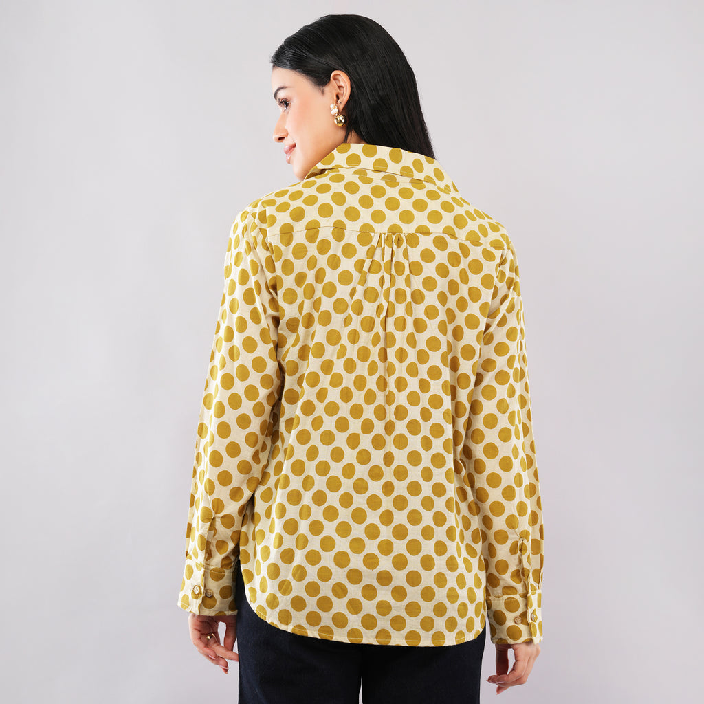 Ochre Dot Block-Print Shirt