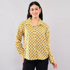 Ochre Dot Block-Print Shirt