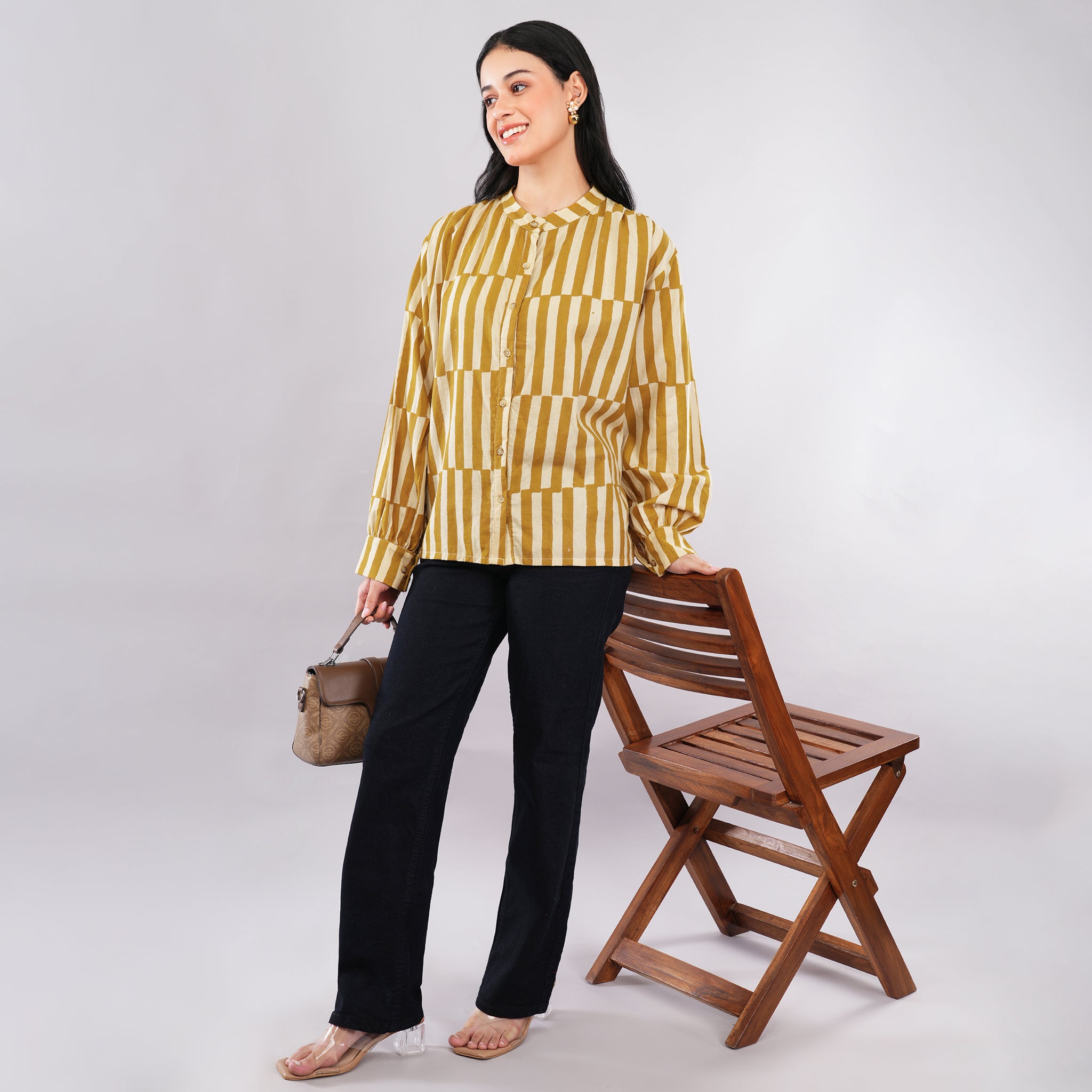 The Ochre Block-Striped Cotton Shirt