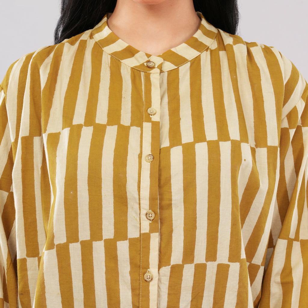 The Ochre Block-Striped Cotton Shirt