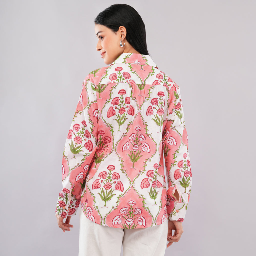 Rose Carnation Collared Shirt