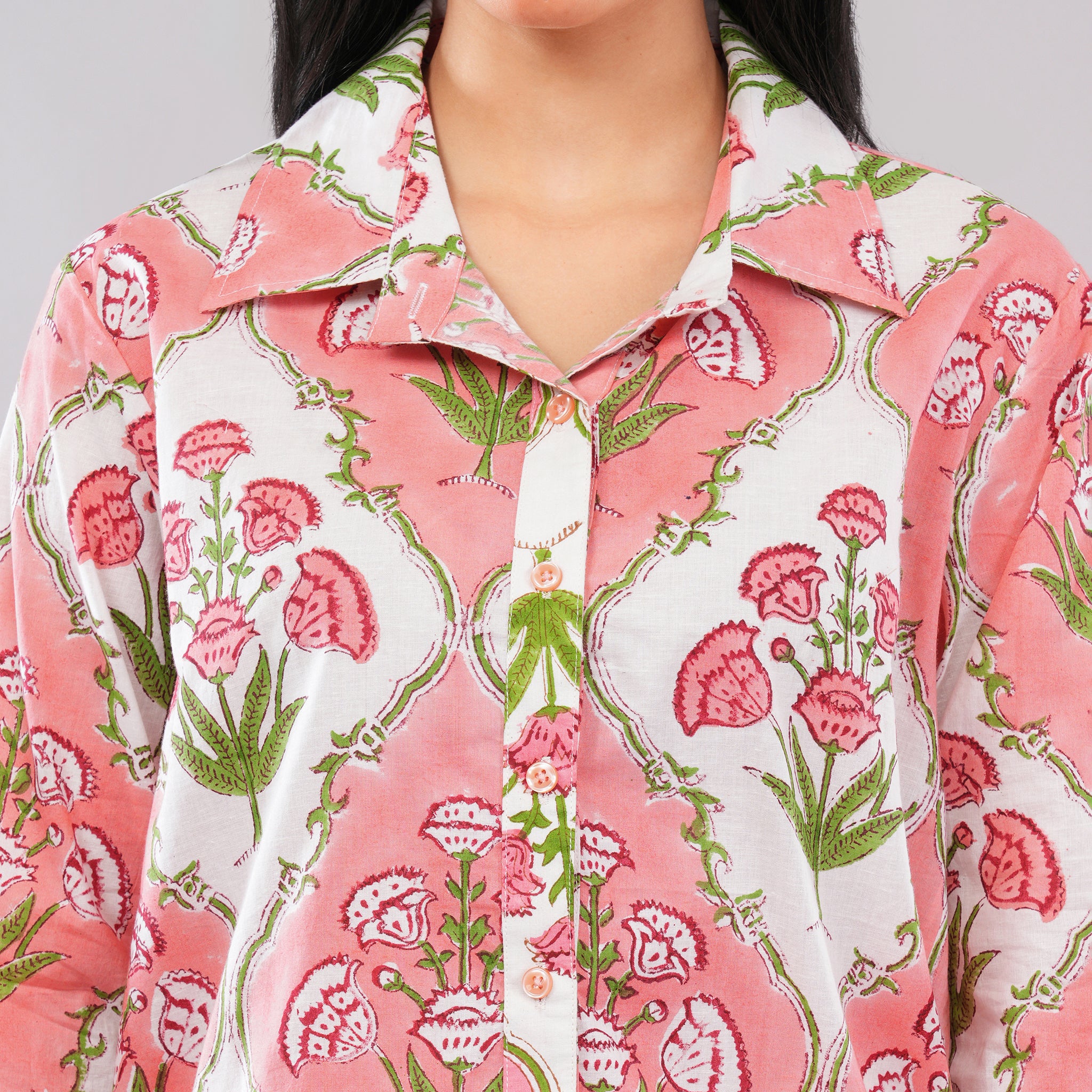 Rose Carnation Collared Shirt