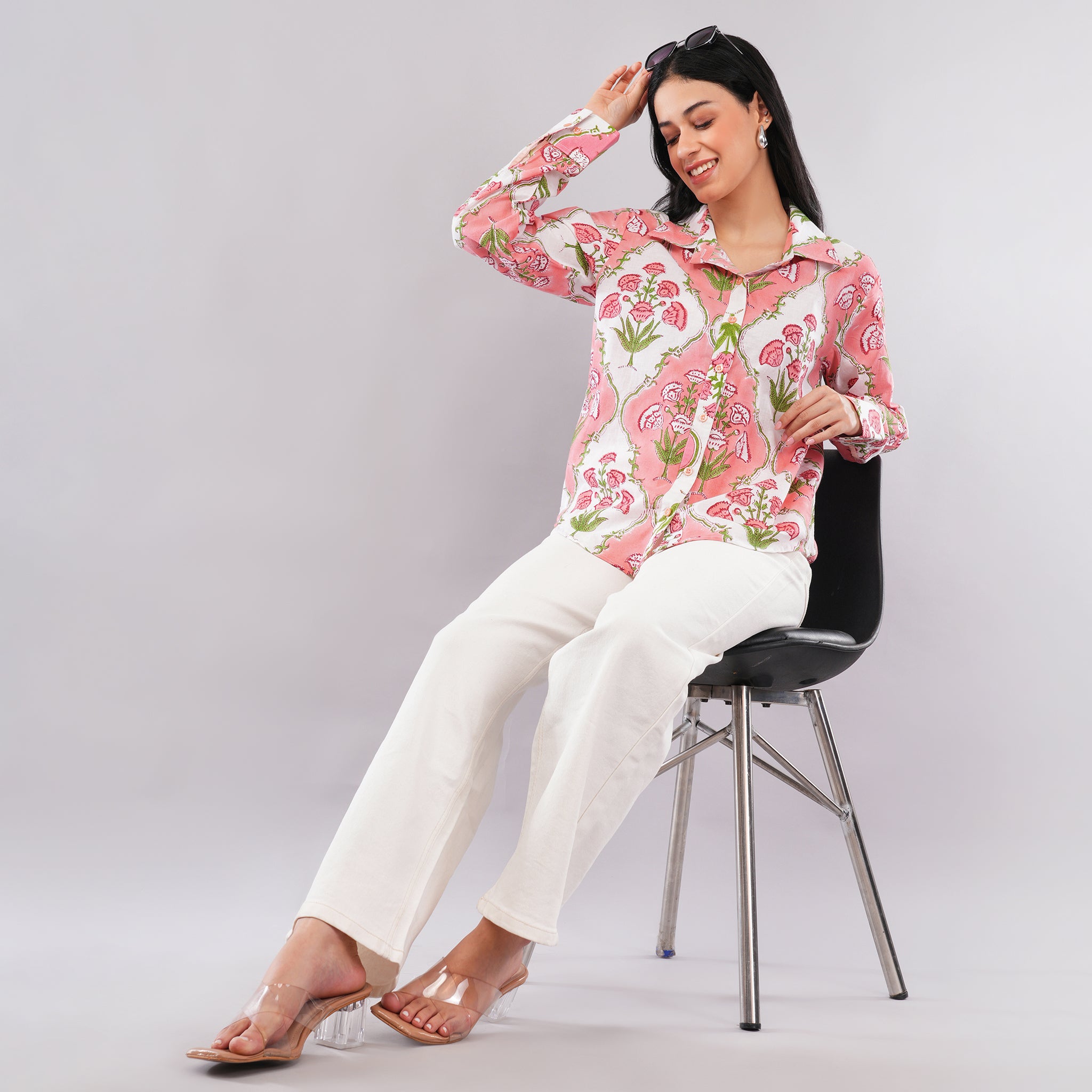 Rose Carnation Collared Shirt