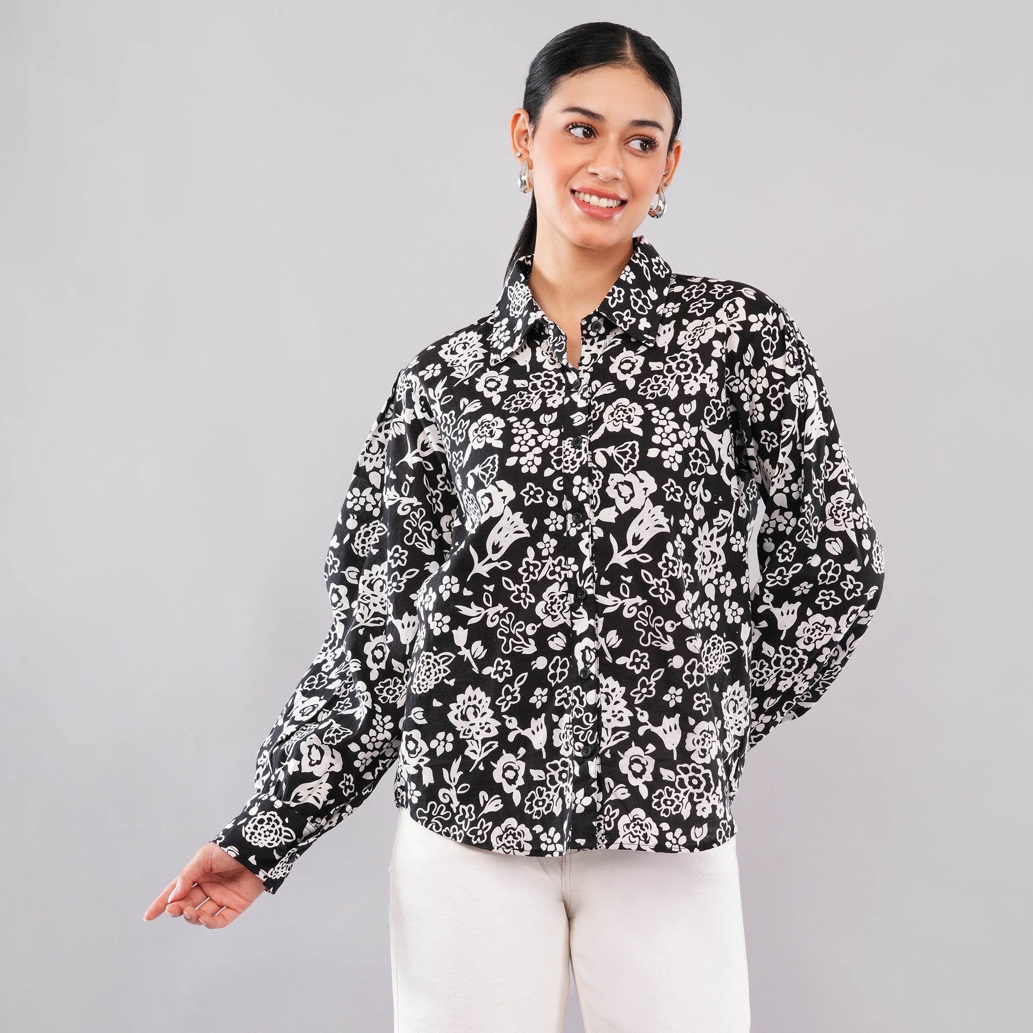 Midnight Floral Collared Shirt