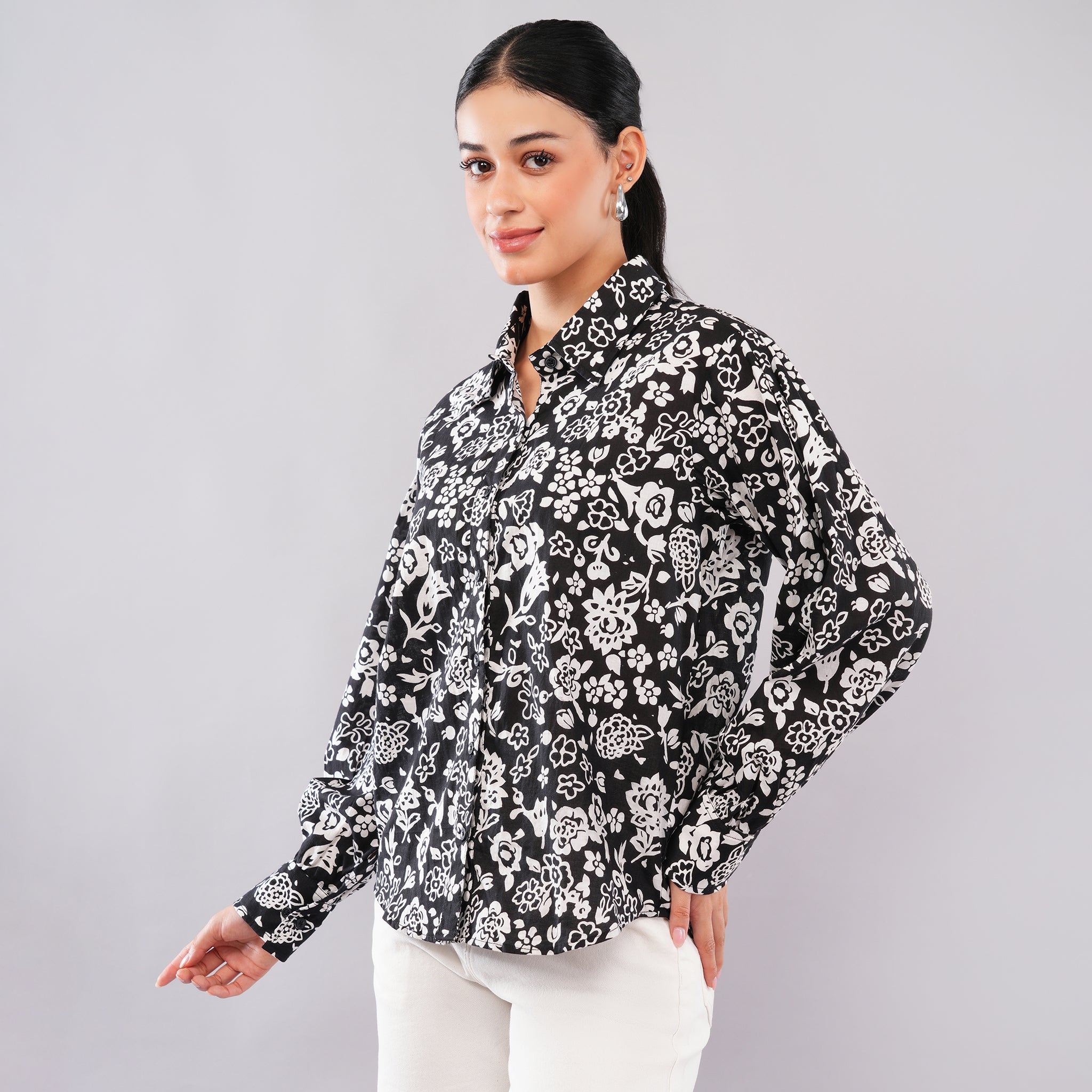 Midnight Floral Collared Shirt