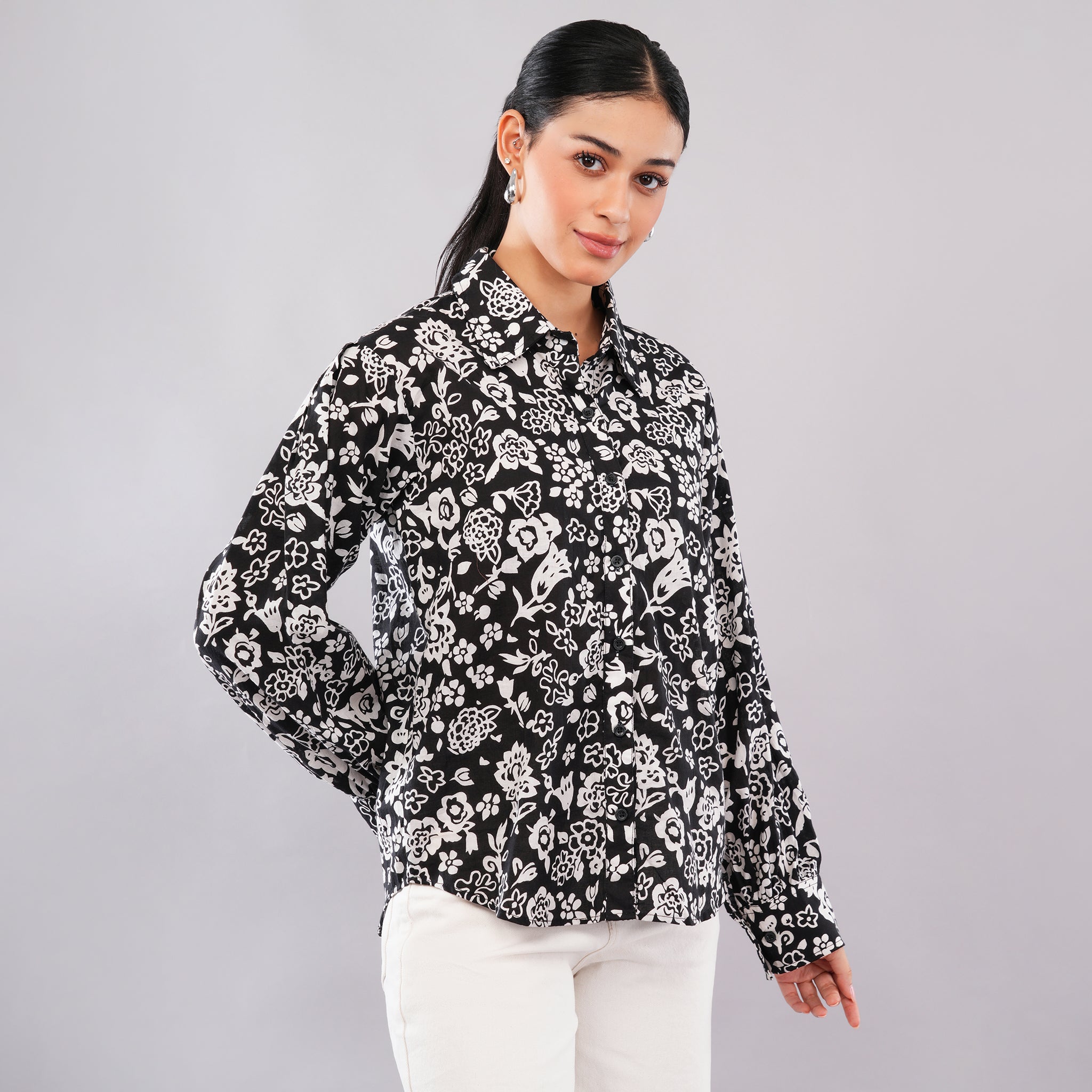 Midnight Floral Collared Shirt