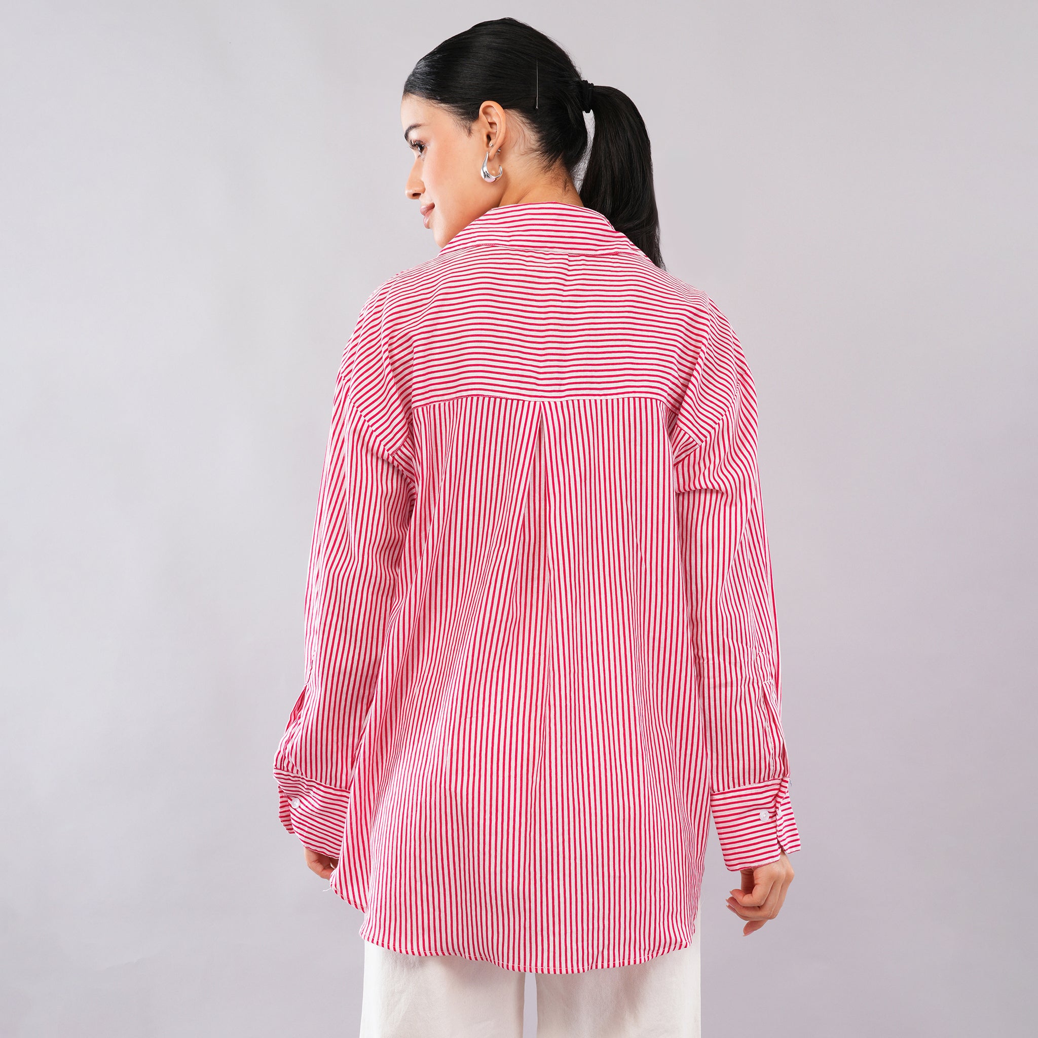 The Crimson Pinstripe Oversized Shirt