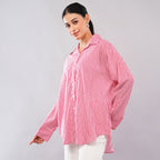 The Crimson Pinstripe Oversized Shirt