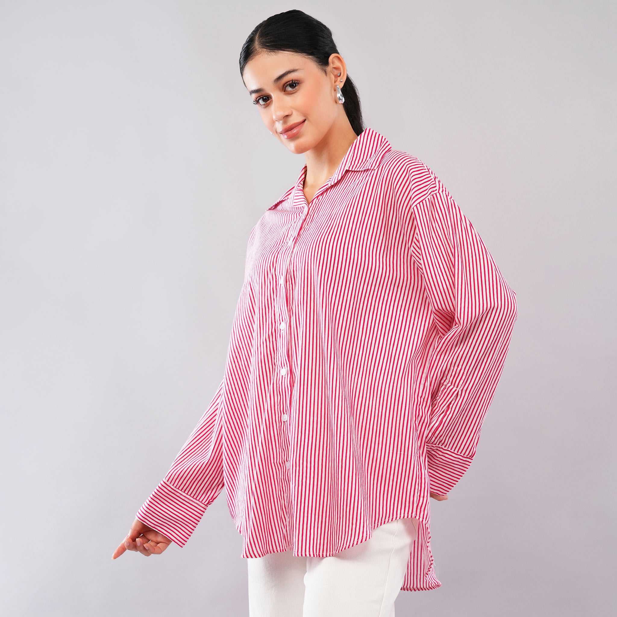 The Crimson Pinstripe Oversized Shirt