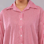 The Crimson Pinstripe Oversized Shirt