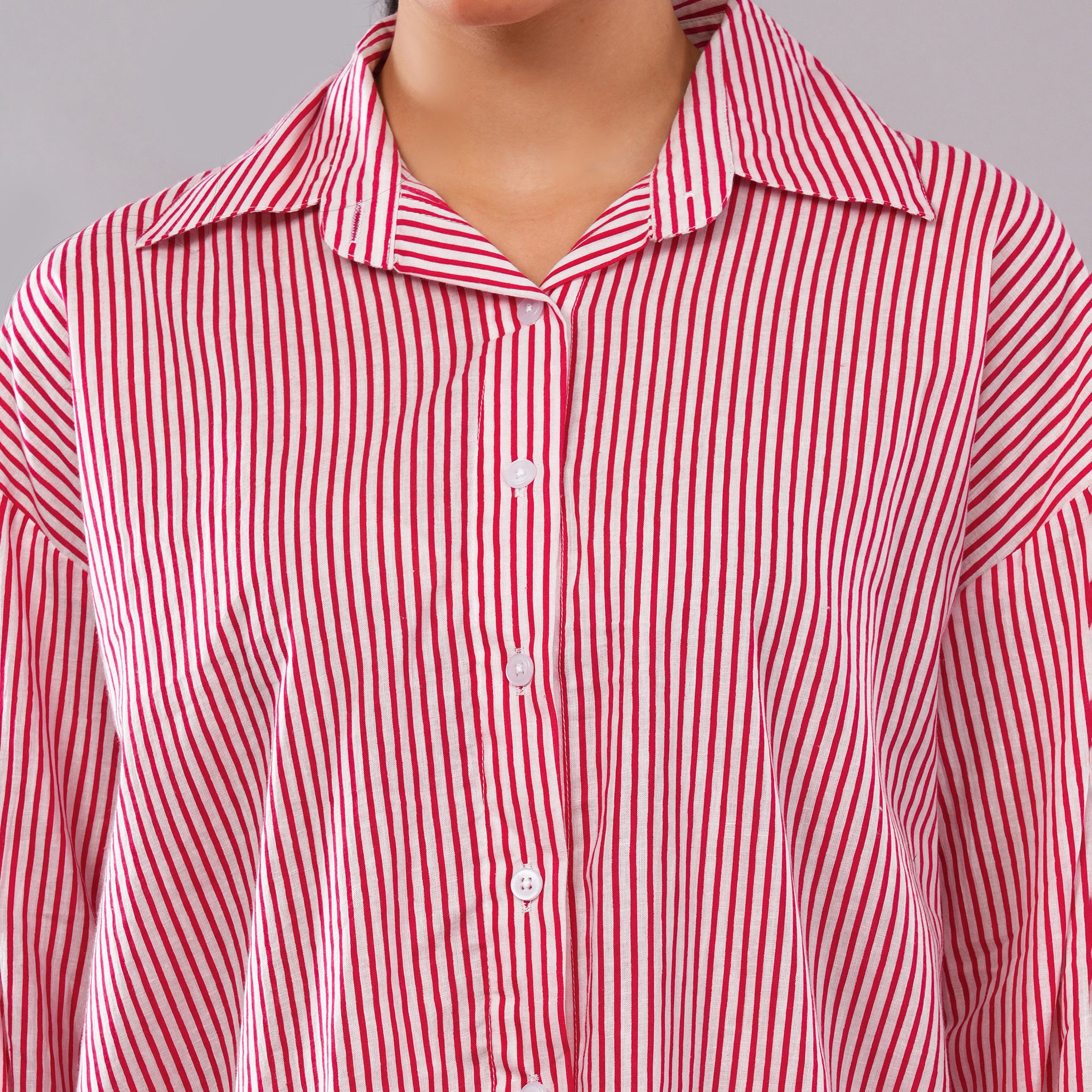 The Crimson Pinstripe Oversized Shirt