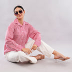 The Crimson Pinstripe Oversized Shirt