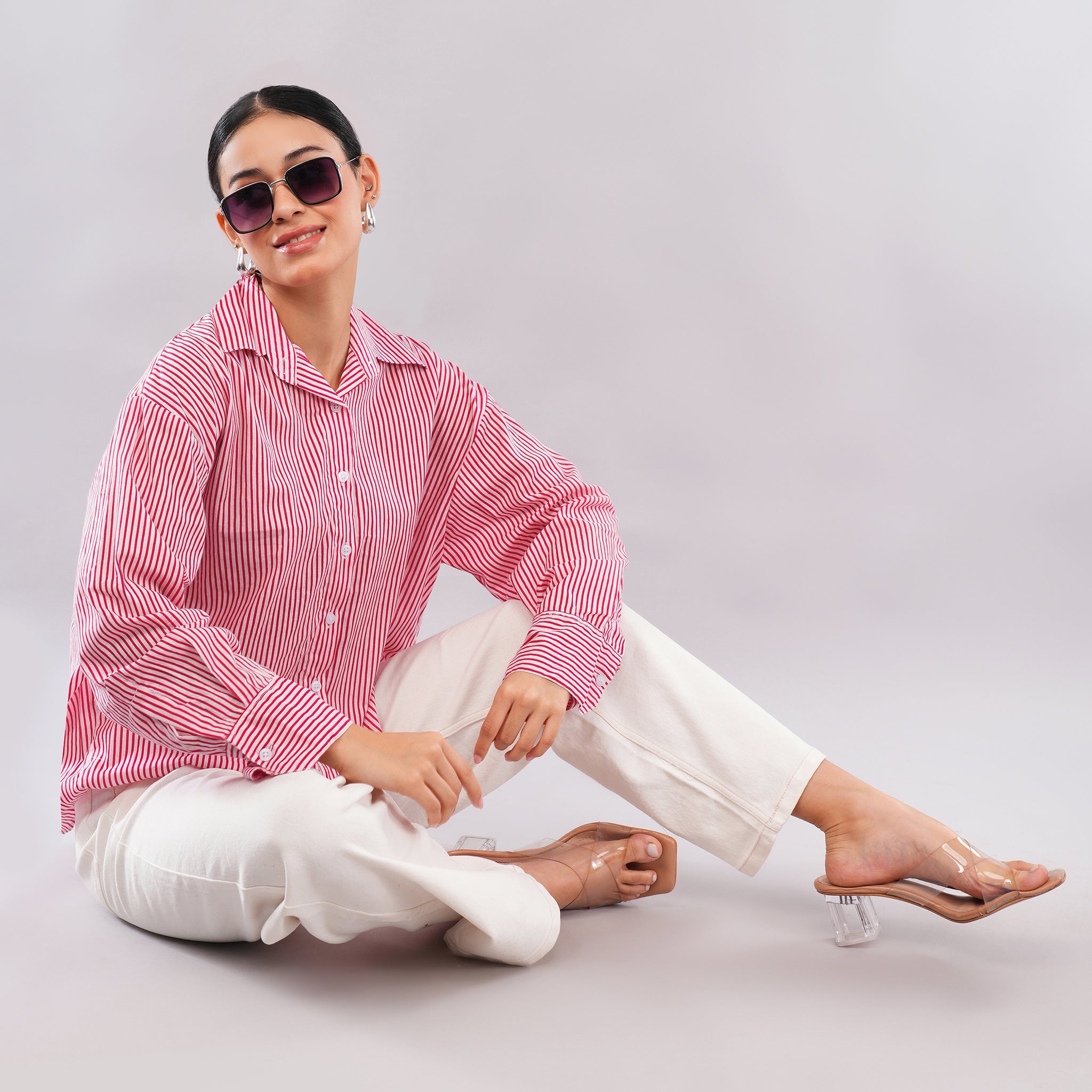 The Crimson Pinstripe Oversized Shirt